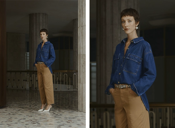 Como usar camisa oversized feminina em denim azul Como usar camisa oversized feminina em denim azul