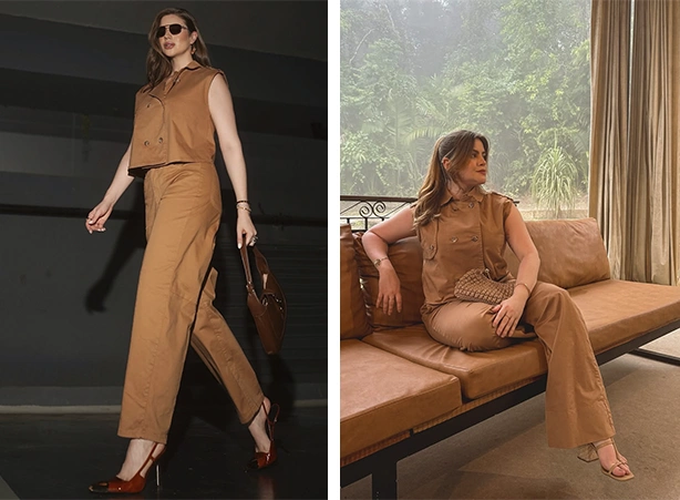 Looks com calça e colete marrom Looks com calça e colete marrom