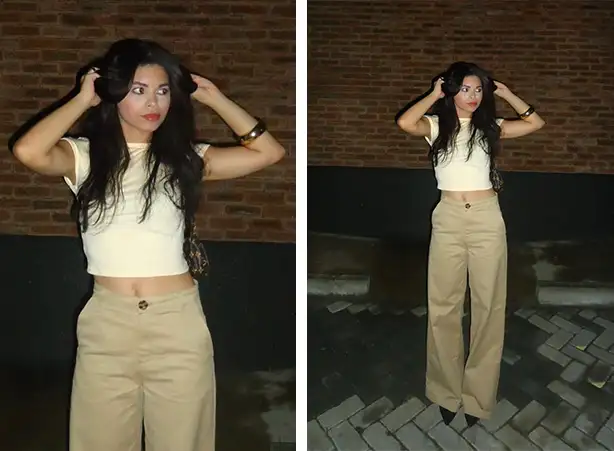 Combinação de cropped e pantalona