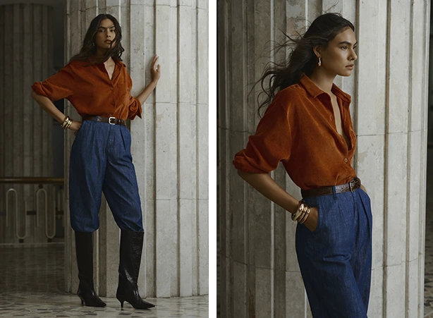 Looks de inverno com calça em modelagem carrot e bota cano longo Looks de inverno com calça em modelagem carrot e bota cano longo