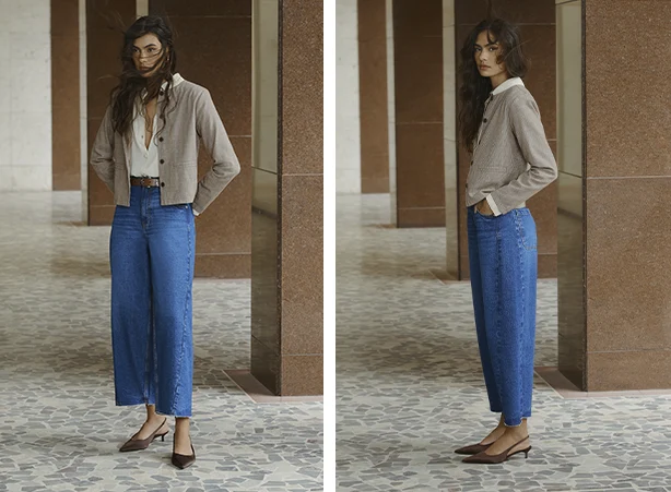 Look com camisa branca e casaqueto Look com camisa branca e casaqueto