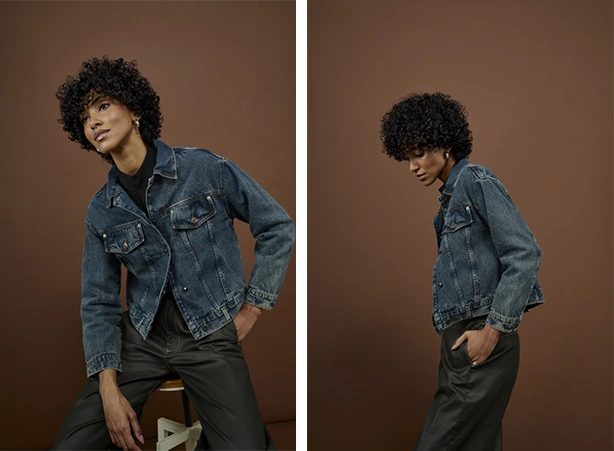Jaqueta em dirty denim no look all black Jaqueta em dirty denim no look all black