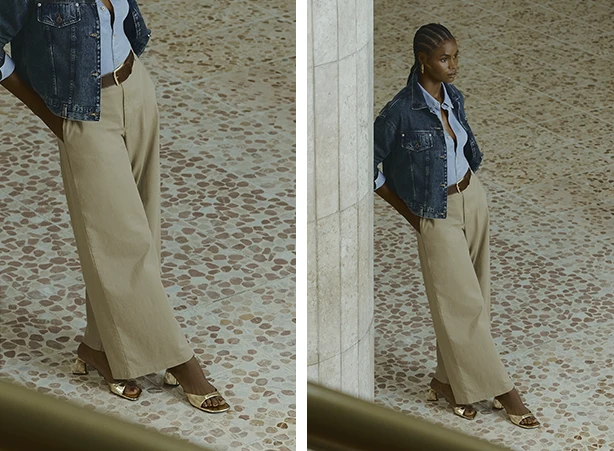 Combinação clássica com calça bege e camisa social