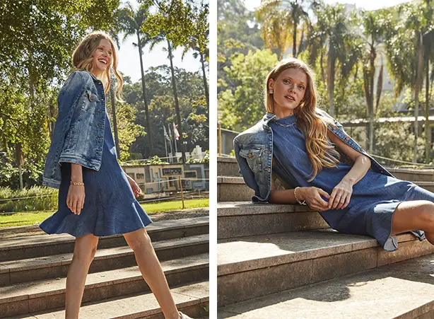 Look monocromático em denim Look monocromático em denim