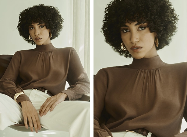 Look para o dia dos namorados com blusa marrom e calça branca Look para o dia dos namorados com blusa marrom e calça branca