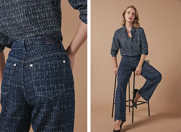 Conjunto feminino de calça e camisa Conjunto feminino de calça e camisa