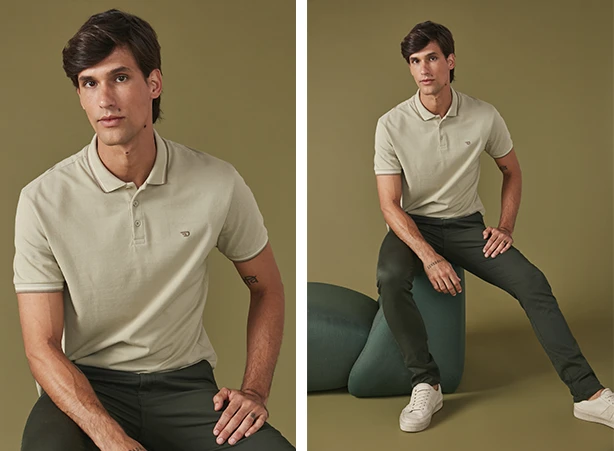 Look casual com camisa polo e calça skinny Look casual com camisa polo e calça skinny