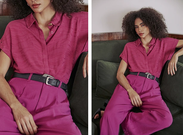 Look comfy com camisa de manga curta e calça pantalona Look comfy com camisa de manga curta e calça pantalona