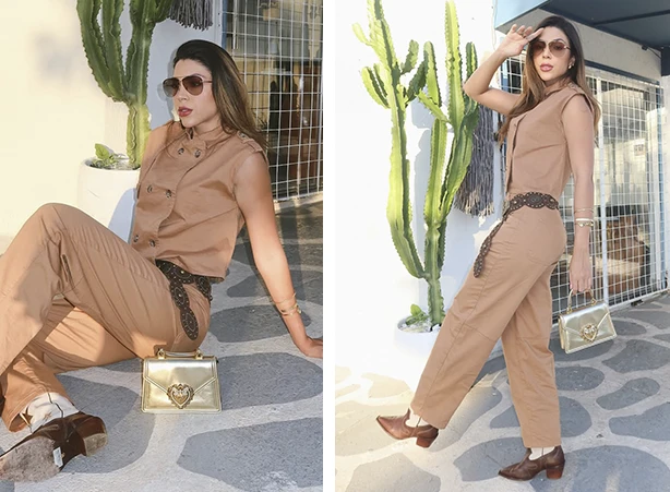 Conjunto de colete e calça com bota western