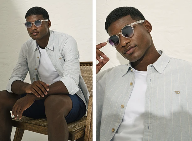Camisas masculinas estilosas e bermuda jeans