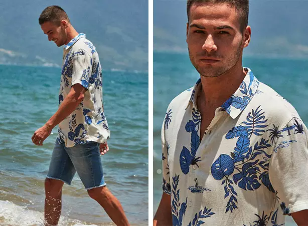 Look com camisa floral masculina