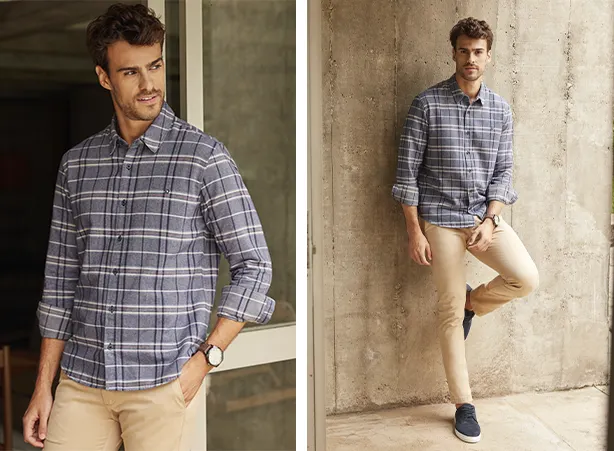 Camisas masculinas estilosas em estampa xadrez