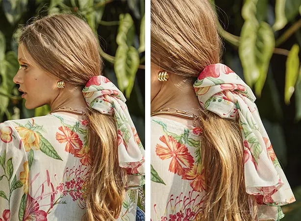 Look romântico com lenços estampados