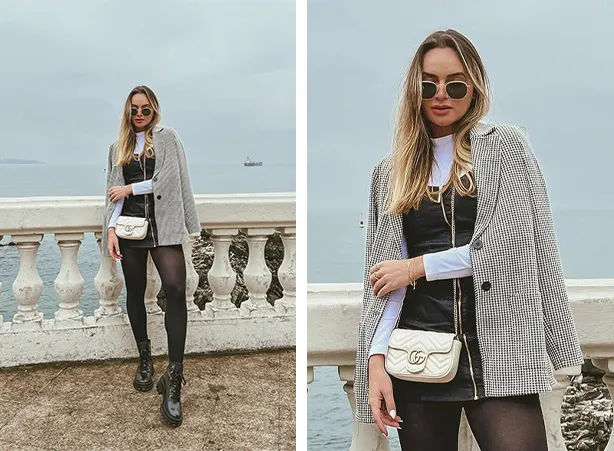 Como usar casaco com vestido curto Como usar casaco com vestido curto