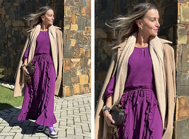 Dupla de casaco com vestido longo Dupla de casaco com vestido longo