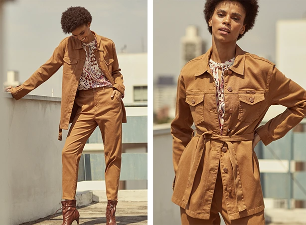 Looks com calça e jaqueta marrom