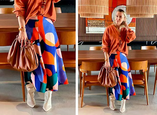 Looks com saia de estampa abstrata Looks com saia de estampa abstrata