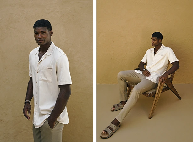 Roupa estilosa masculina em tons claros Roupa estilosa masculina em tons claros