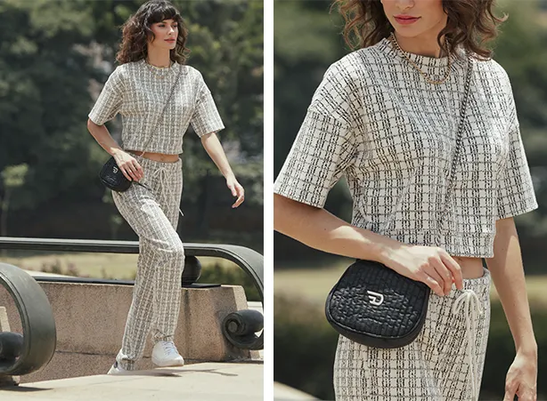 Conjunto feminino em jacquard xadrez Conjunto feminino em jacquard xadrez