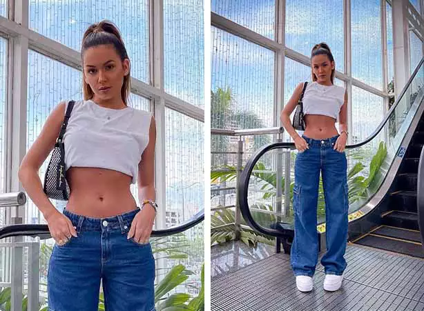 Moda Y2K com calça jeans cargo