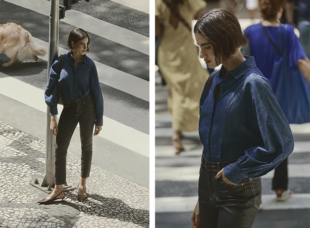 Estilos de roupas: Look moderno com camisa jeans feminina