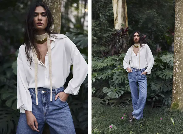 Duo de camisa branca e jeans