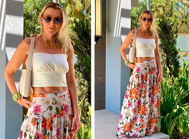 Look feminino com estampa floral