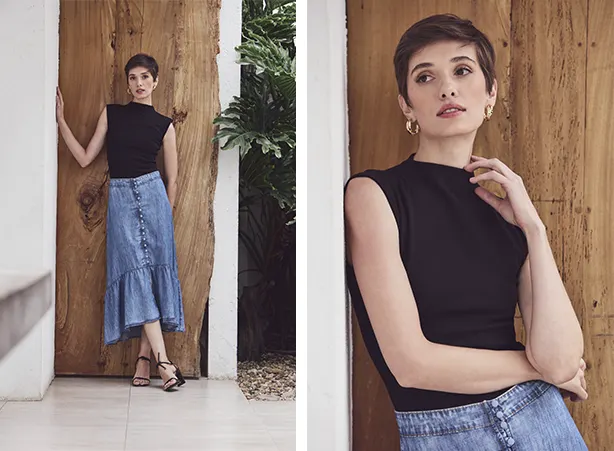 Look feminino com regata básica