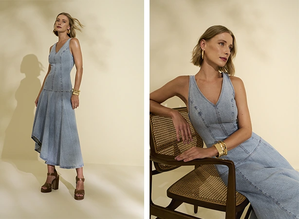 Modelo de vestido jeans assimétrico