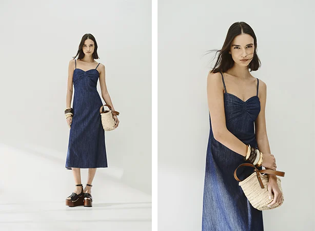 Look com vestido em denim leve 