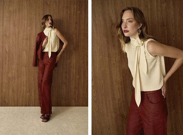 Conjunto elegante de casaqueto e calça reta
