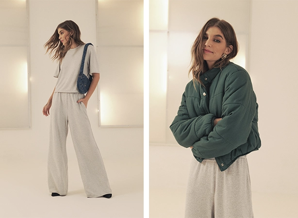 Look comfy com blusa cropped e calça pantalona Look comfy com blusa cropped e calça pantalona