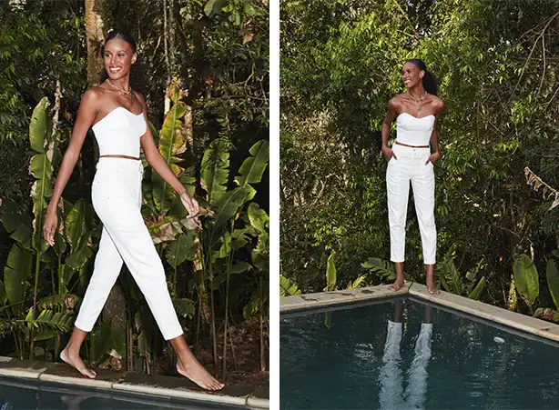 Look feminino com mdelagem clochard e blusa cropped