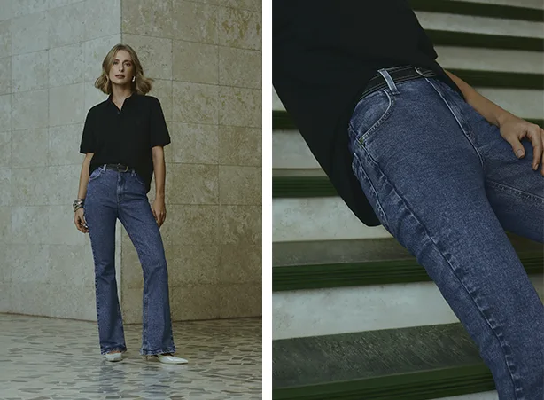Como usar boot cut com camisa preta de manga curta