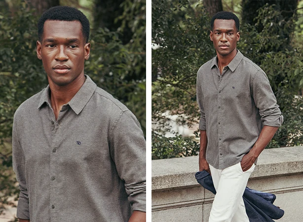 Look masculino com camisa e calça branca