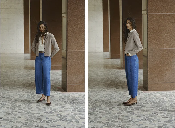 Moda atemporal com calça em modelagem barrel Moda atemporal com calça em modelagem barrel