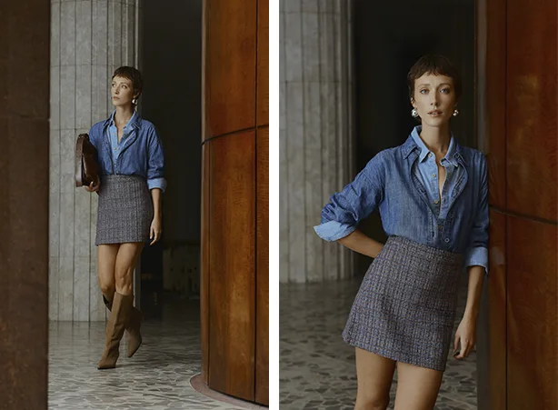 Sobreposição de camisas em tonalidades diferentes