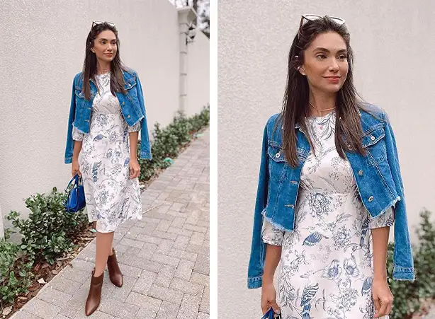 Combinar vestido com jaqueta jeans Combinar vestido com jaqueta jeans