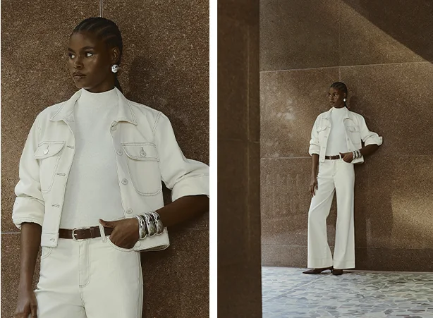 Conjunto feminino com calça flare e jaqueta Conjunto feminino com calça flare e jaqueta