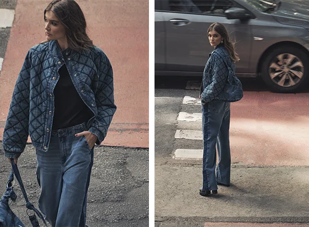 Street style feminino com calças estilosas e jaquetas Street style feminino com calças estilosas e jaquetas