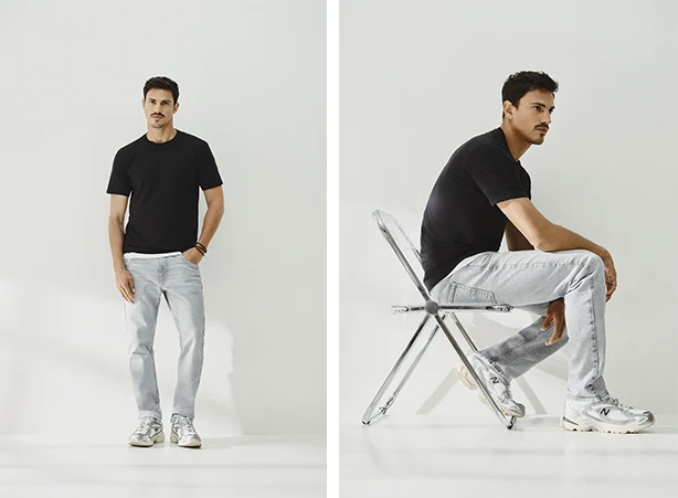 Look masculino casual com camisetas básicas