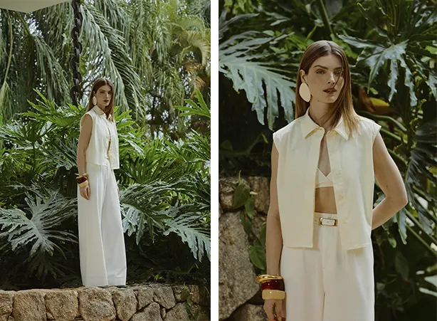 Conjunto feminino em tons de branco Conjunto feminino em tons de branco