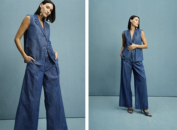 Looks all jeans com calça e salto Looks all jeans com calça e salto