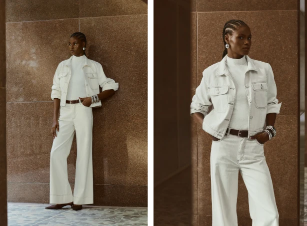 Produções elegantes em looks monocromáticos off white Produções elegantes em looks monocromáticos off white