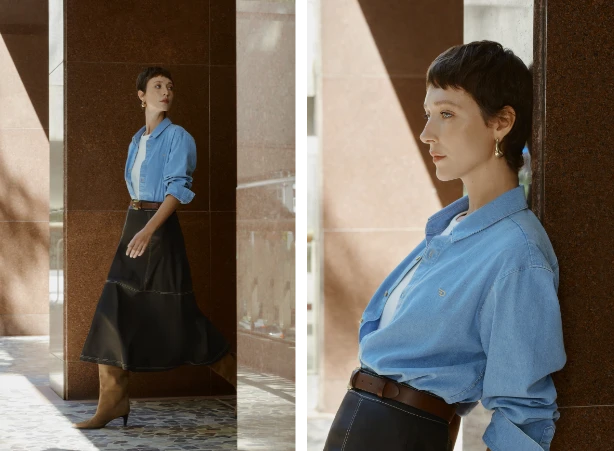 Sobreposição de camisa jeans com camiseta branca Sobreposição de camisa jeans com camiseta branca