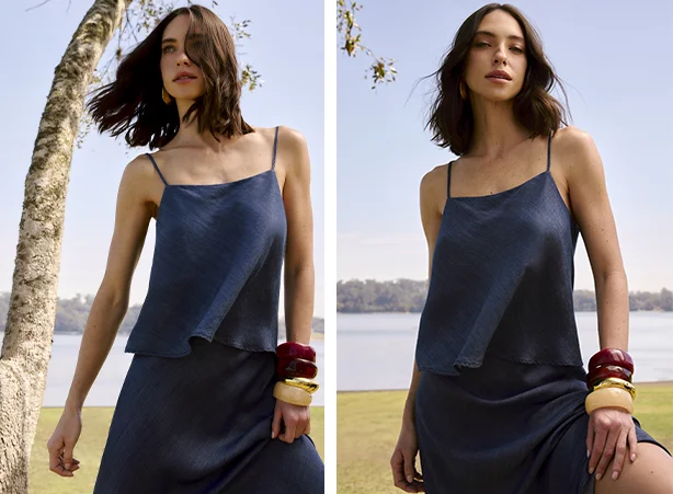 Look all jeans com saia midi Look all jeans com saia midi