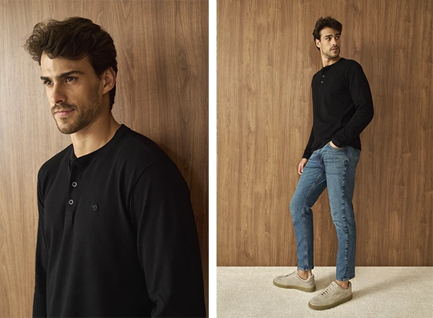 Look estiloso masculino com calça jeans Look estiloso masculino com calça jeans