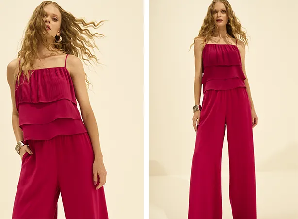 Cores para o Ano Novo: conjunto vermelho de blusa e calça