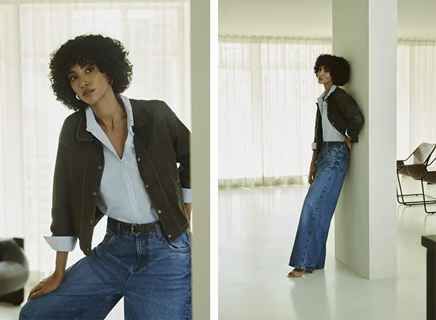 Estilo elegante com calça jeans e jaqueta