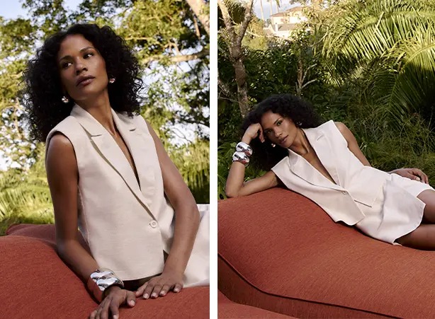 Conjuntos off white com colete e short-saia